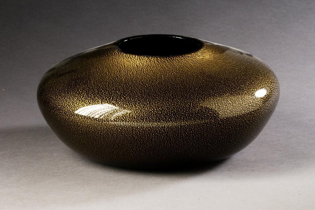 Chatham Glass Company Art Glass Vase: Diameter 9 inches, height 4 1/2 inches. Marked and dated 2006 on the base. Detailed condition reports are available upon request. Due to the current stay at home order, in-person preview will not be a