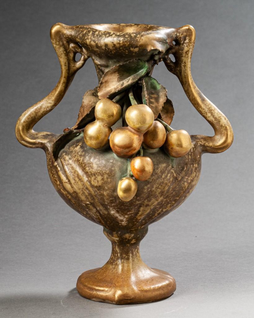 Art Nouveau Amphora Art Pottery Vase.: Height 8 1/2 inches. Detailed condition reports are available upon request. Due to the current stay at home order, in-person preview will not be available until May 1 Items may be picked up at our Fre