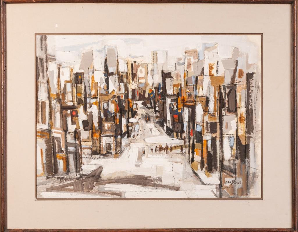 Ferdinand Earl Warren (1899 - 1981). Approaching the: Oil on paper, 21 1/4 x 29 inches, sight. Signed lower right. Detailed condition reports are available upon request. Due to the current stay at home order, in-person preview will not be available until