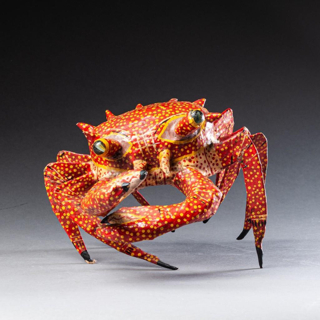 South American Paper Mache Crab.: Length 10 inches. Detailed condition reports are available upon request. Due to the current stay at home order, in-person preview will not be available until May 1 Items may be picked up at our Freepo
