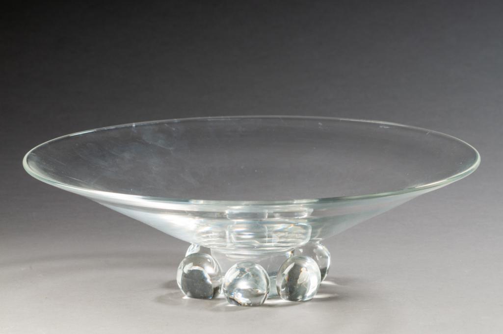 Steuben Crystal Low Bowl.: Diameter 12 1/4 inches.