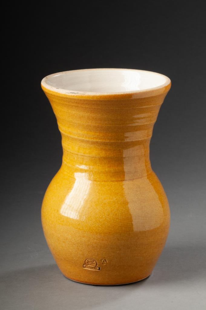Rowe Pottery Yellow Vase.: Height 8 1/4 inches.
