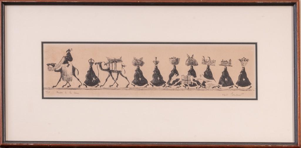 Alfred Bendiner (1899 - 1964). Master of the House.: Lithograph on paper, 4 1/4 x 16 1/2 inches, sight. Pencil signed and numbered 11/50. Together with hardcover book "Bendiner's Philadelphia"