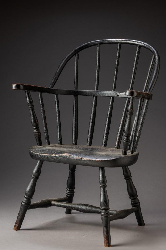 New England Child's Windsor Chair in Black Paint.: Height 23 inches.