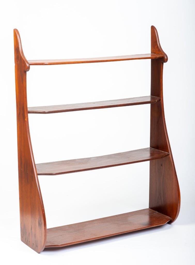 Mahogany Whale Side Hanging Shelf.: Height 34 1/2 inches, width 26 3/4 inches, depth 8 inches.