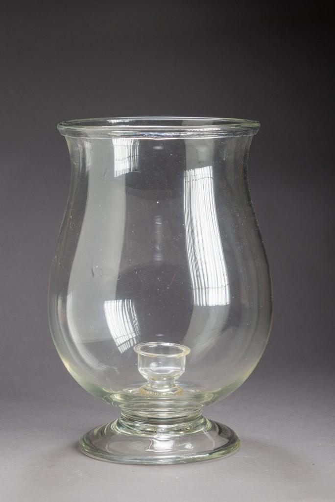 Large Blown Glass Hurricane Candlestick.: Height 13 inches.
