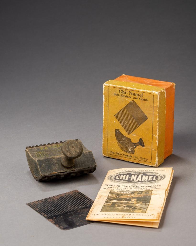 Ohio Varnish Company Grain Painting Tool.: In original box, including the self-grainer and comb.