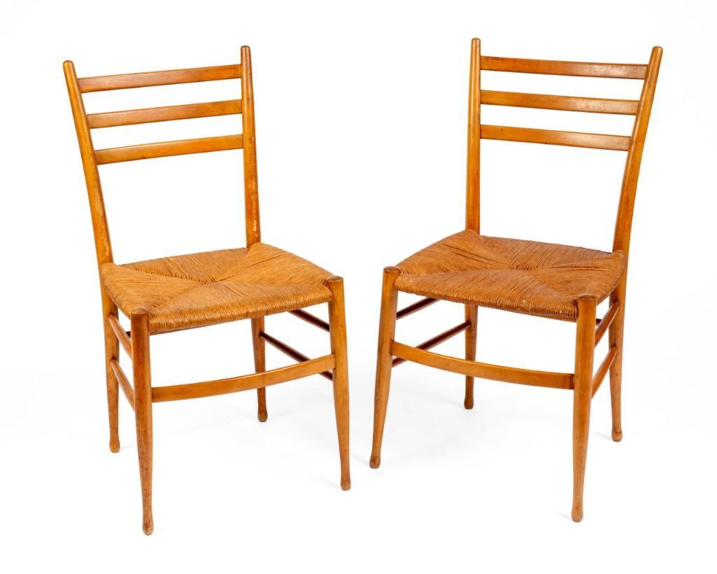 Pair of Mid Century Italian Gio Ponti Style Chairs.: Seat height 17 inches.