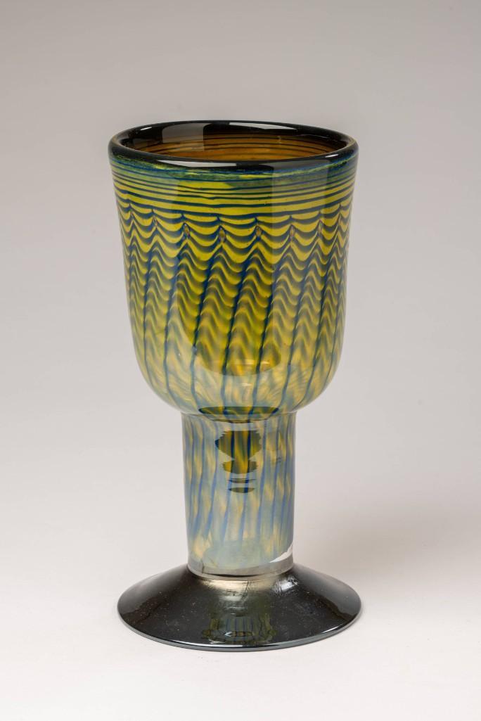 Edwin Eisch Studio Glass Vase.: Height 9 1/4 inches, signed and dated 1987 at base.