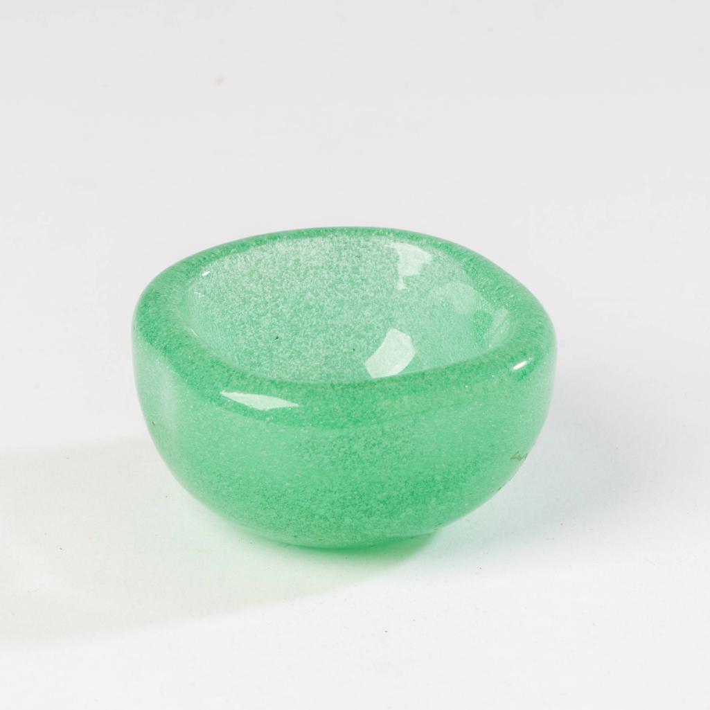Venini "Sommerso a Bollicine" Glass Bowl: Carlo Scarpa Design, acid etched "Venini Murano" mark, Italy, c.1940, diameter 2.75 inches.