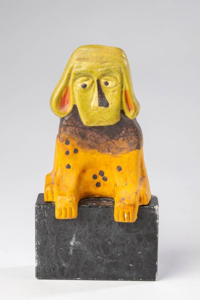 Marcello Fantoni for Raymor Pottery Seated Dog on: signed on back, Italy, c. 1960, height 8.25 inches