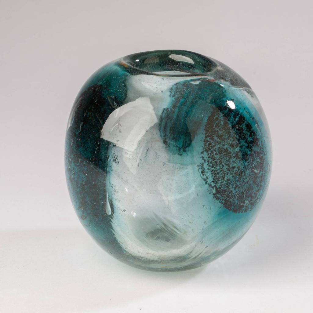 Kent Ipsen Studio Glass Vase: Signed and Dated 1966, height 6 inches.