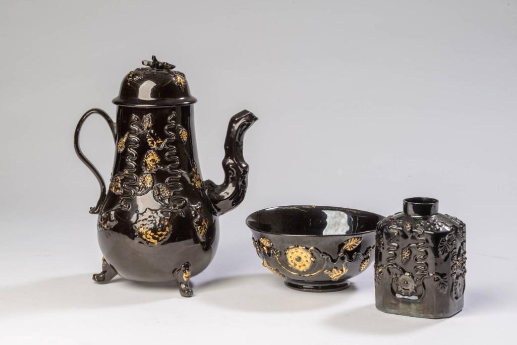 Three 18th Century English Jackfield Wares. (1 of 3)