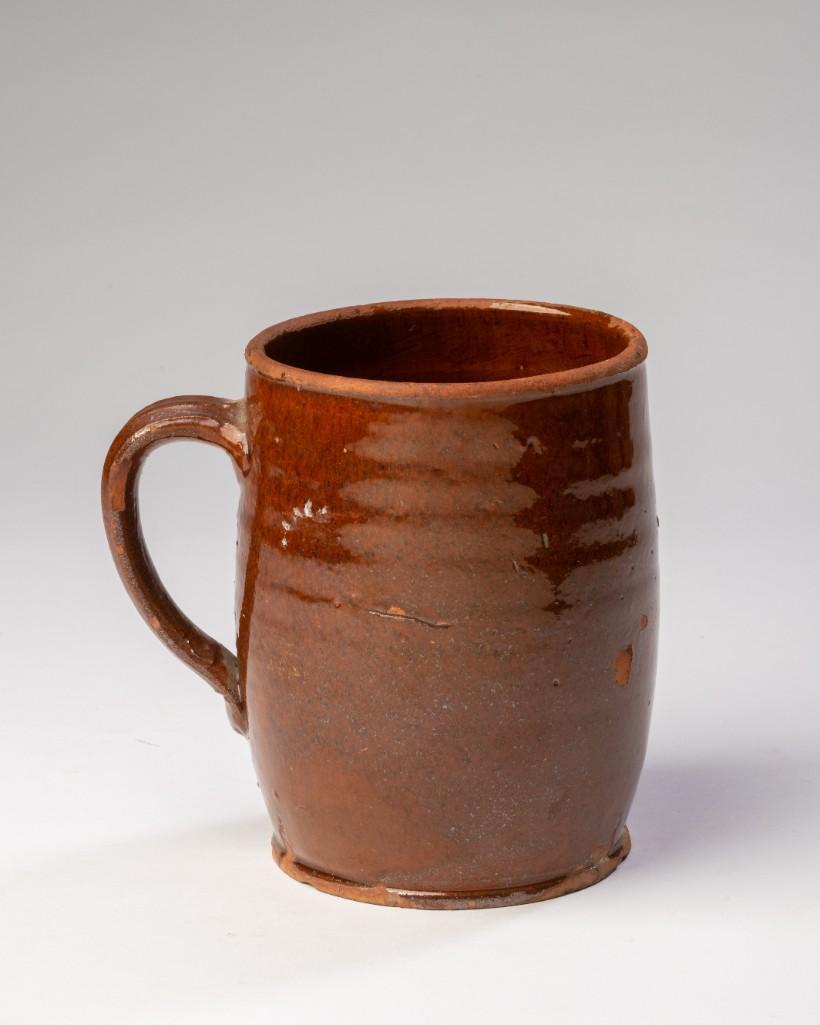 Pennsylvania Or New England Glazed Redware Mug, (1 of 3)