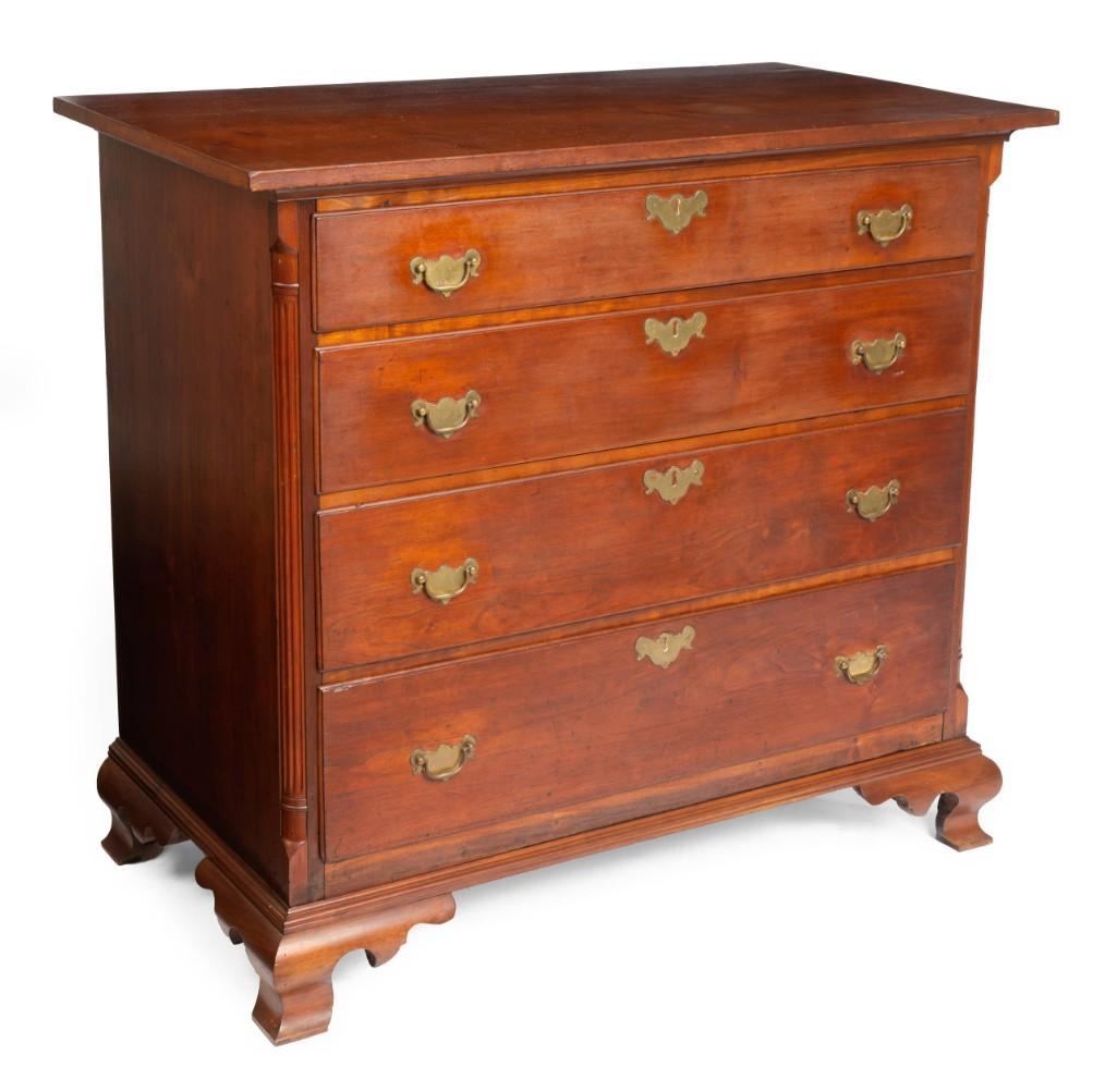 Connecticut Chippendale Chest of Drawers.: Height 46 3/4 inches, width 42 inches, depth 21 3/4 inches.