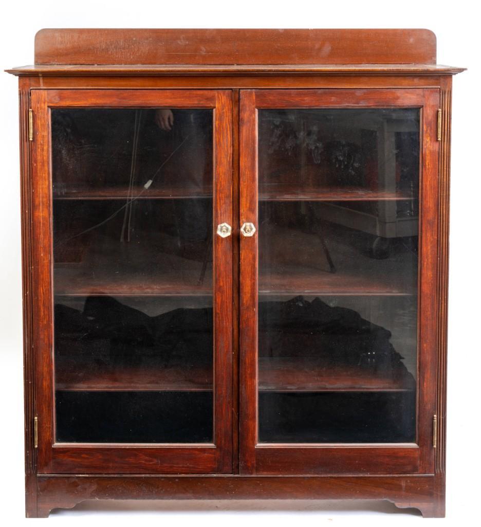 Walnut Bookcase.: Height 47 inches, width 46 inches, depth 13.5 inches.