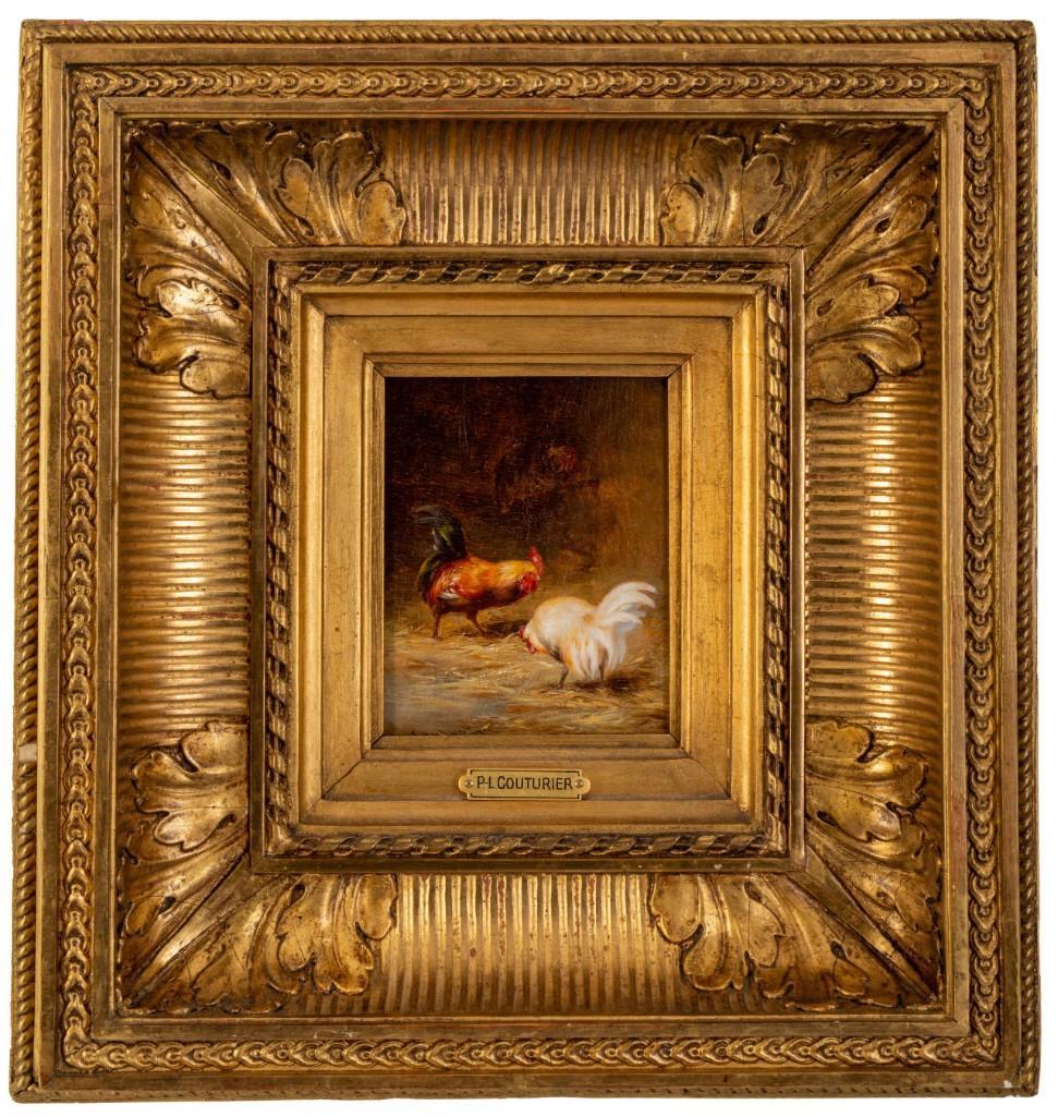 Philbert Leon Couturier (1823-1901). Chickens in a (1 of 3)
