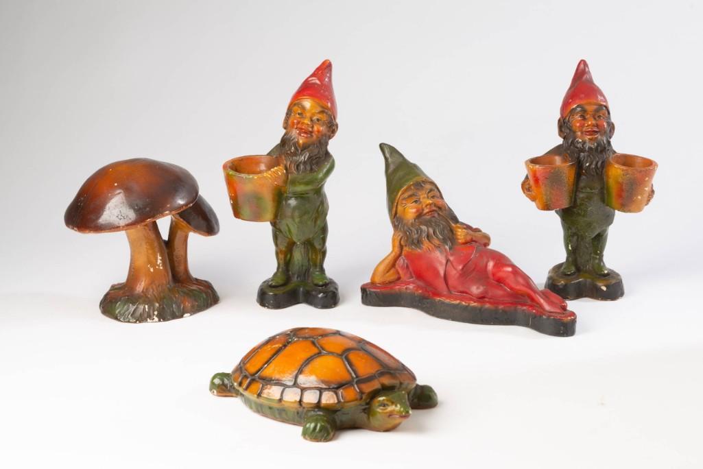 Five Antique Painted Plaster Figures (1 of 3)