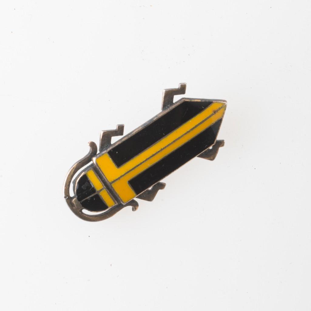 David-Andersen Art Deco Insect Pin.: Sterling and Enamel. 1.25 inches.