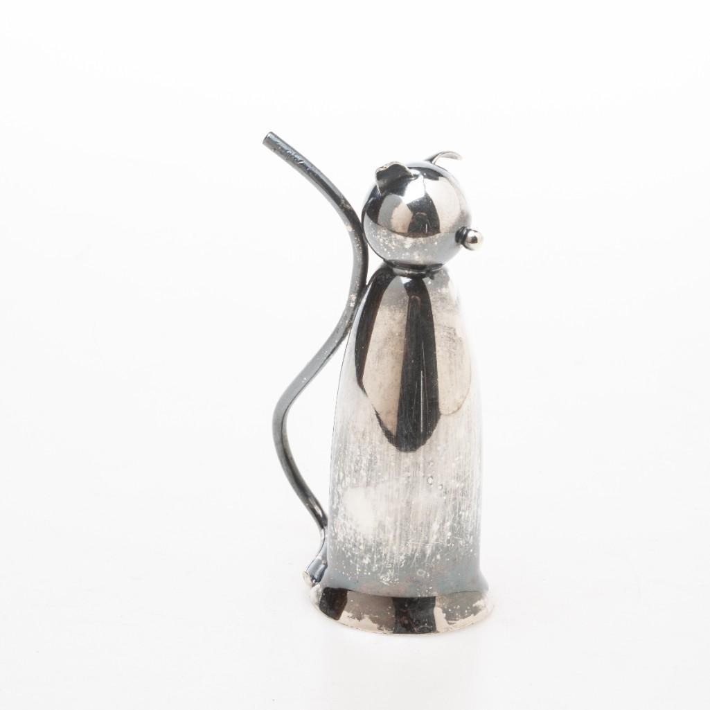 Napier Art Deco Cat Form Jigger.: Silverplate. Height 4 inches.