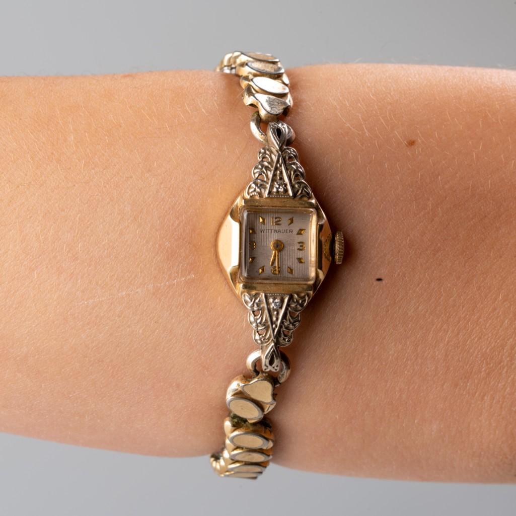 Wittnauer 14K Gold and Diamond Lady's Watch.: Operation untested.