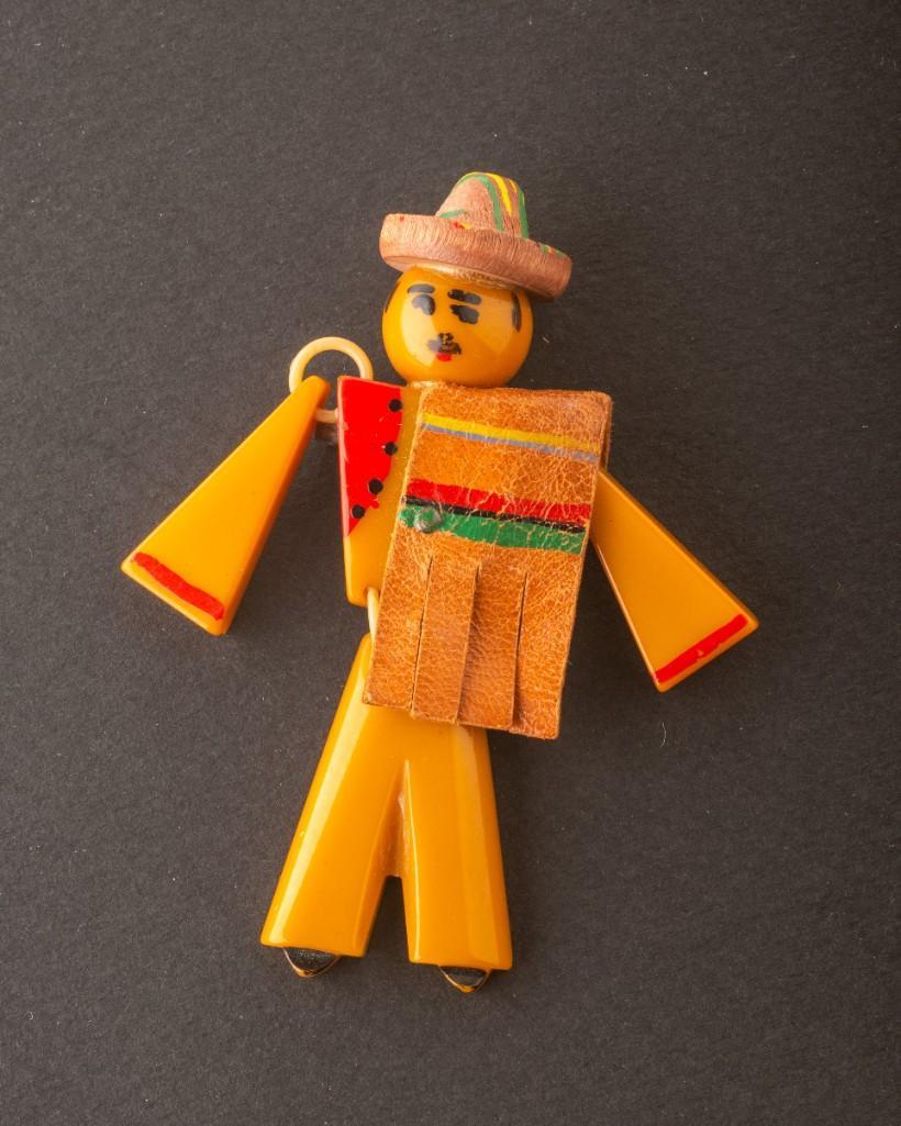 Articulated Bakelite Mexican Man Pin.: Length 3.5 inches.