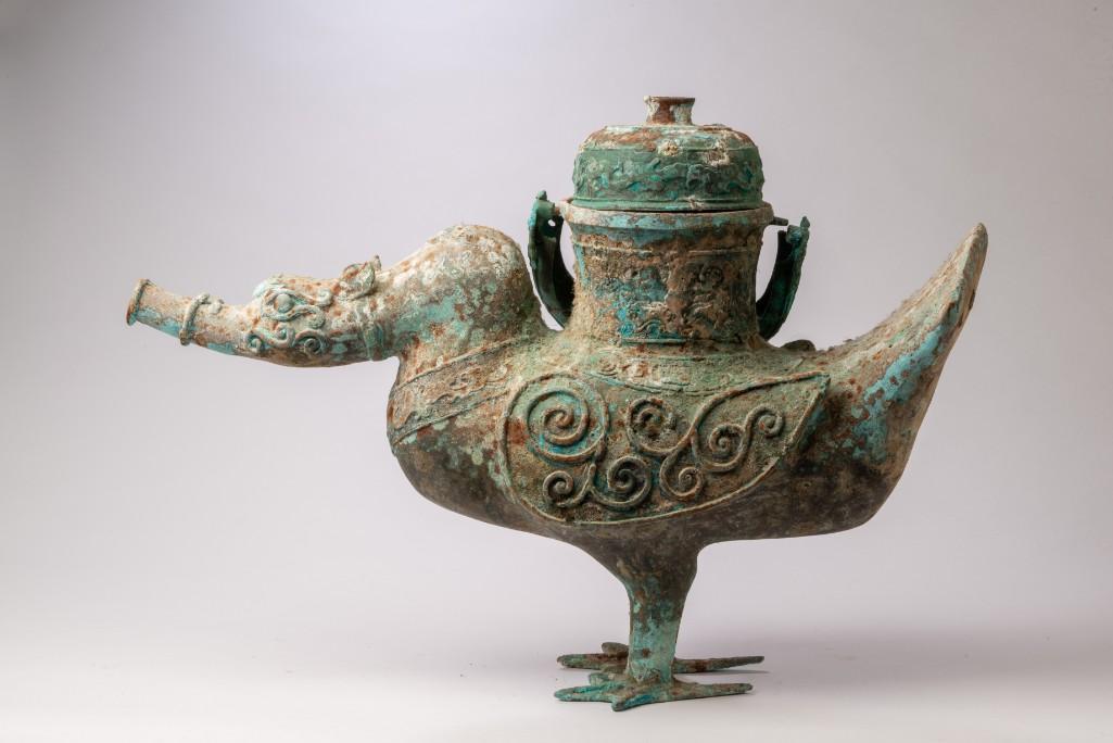 Reproduction Shang Dynasty Bronze Vessel.: Length 22 inches, height 17 inches.