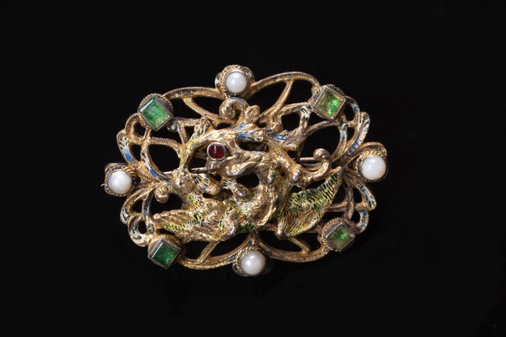 Austro Hungarian Gem Set Renaissance Revival Dragon (1 of 2)