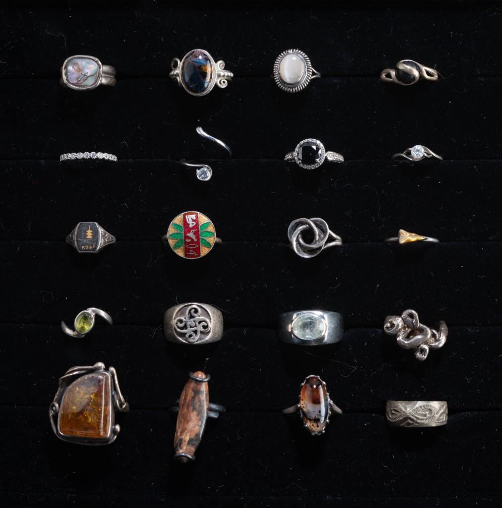 Group of Twenty Sterling Silver Rings. (1 of 1)