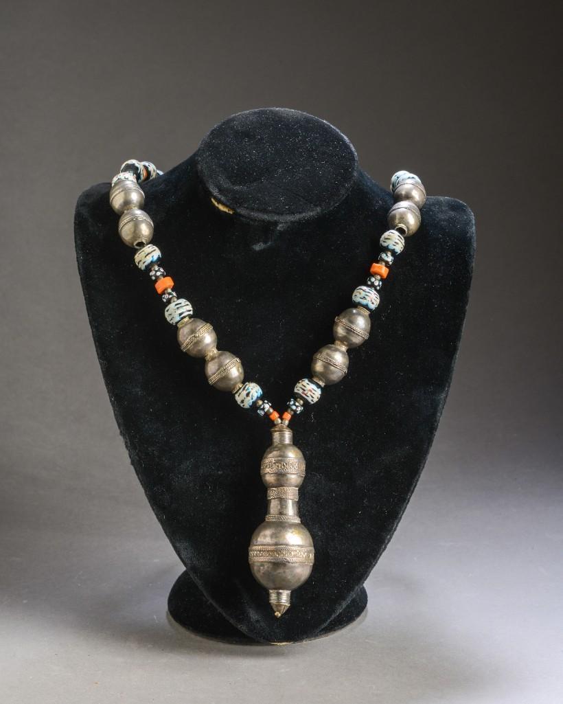 African Silver and Bead Necklace. (1 of 3)