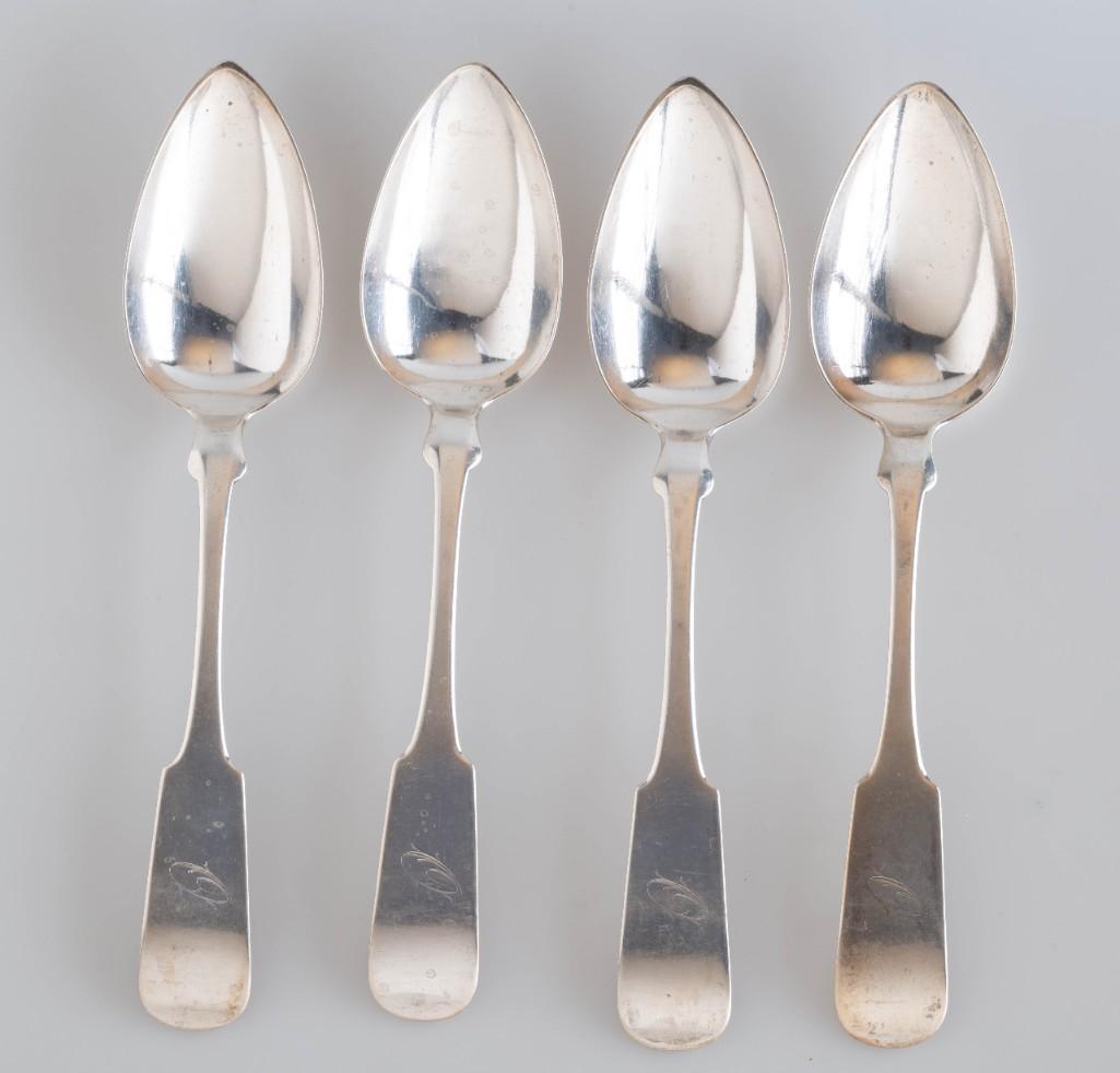 Four Hinsdale Coin Silver Serving Spoons. (1 of 2)