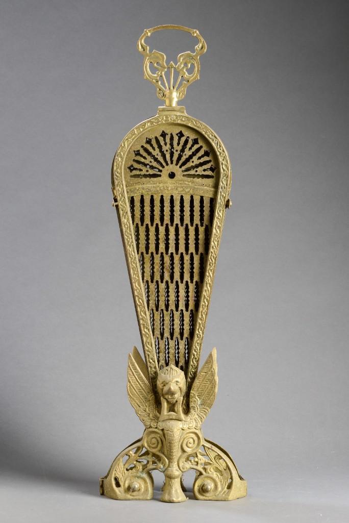 American Gothic Revival Brass Fireplace Screen. (1 of 3)