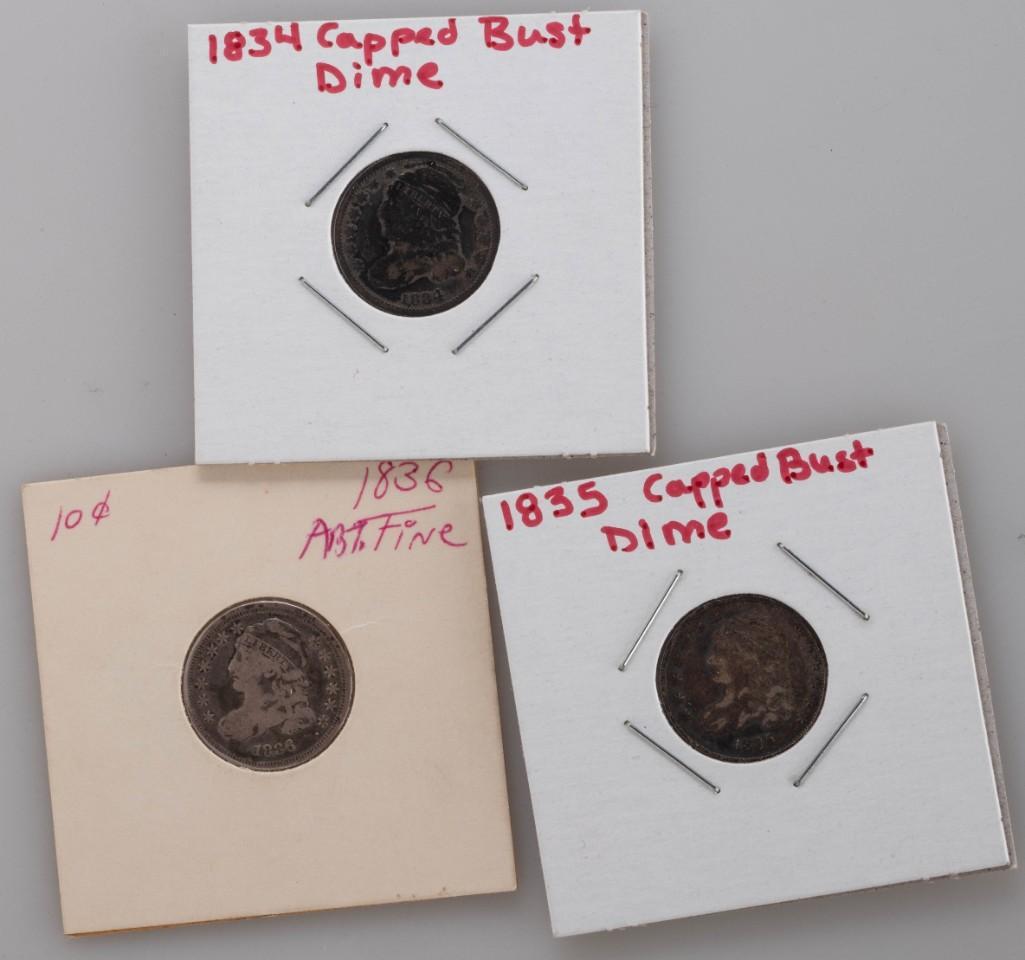 Three Capped Bust Dimes. (1 of 2)