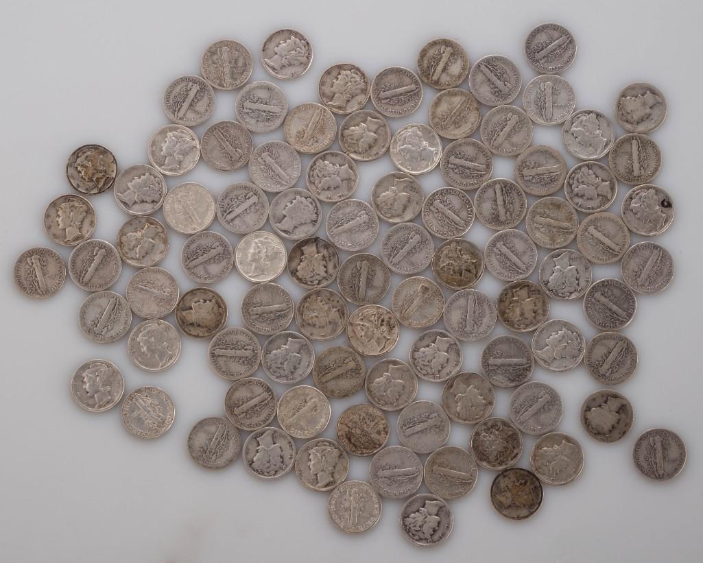 Eighty Nine Mercury Dimes. (1 of 1)