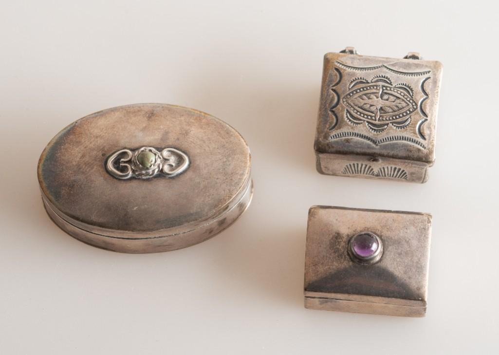 Three Small Mexican Sterling Boxes. (1 of 2)
