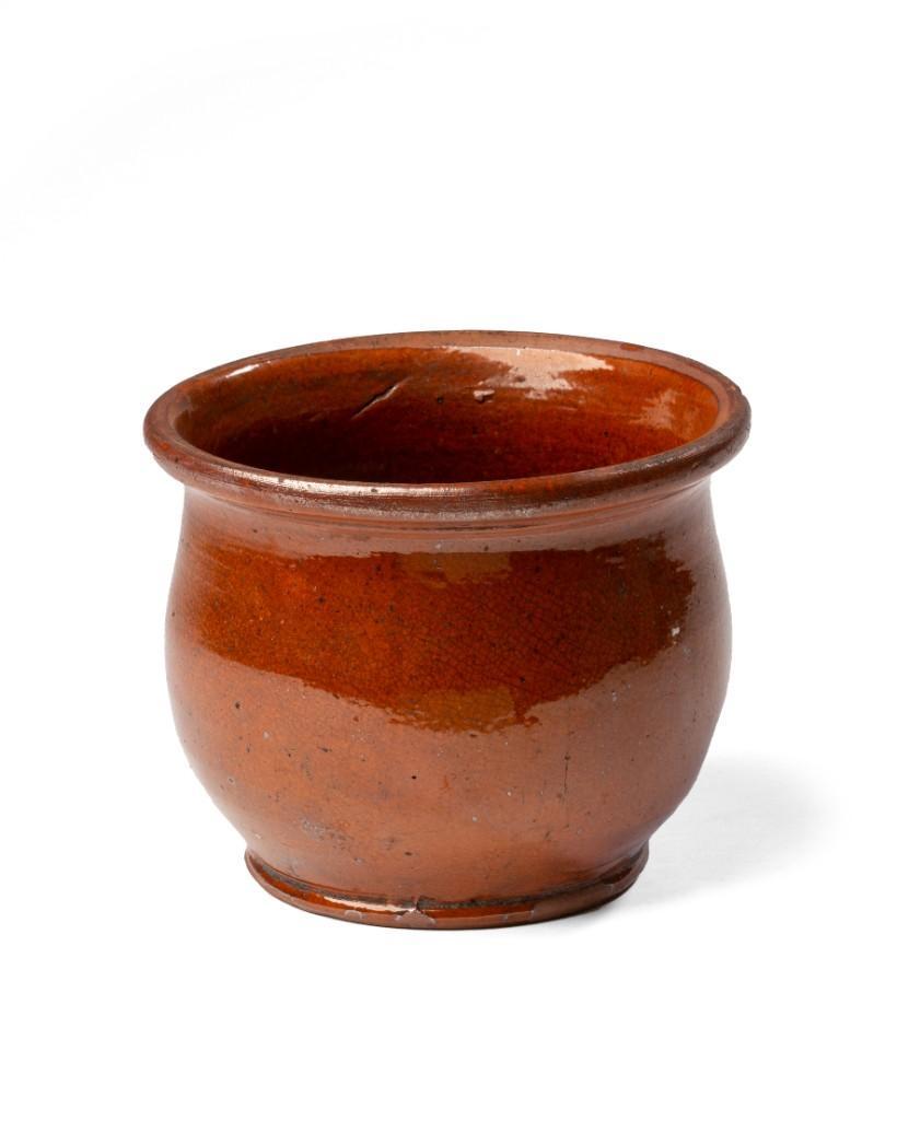 Pennsylvania Glazed Redware Cream Jar, 1850-70. (1 of 3)