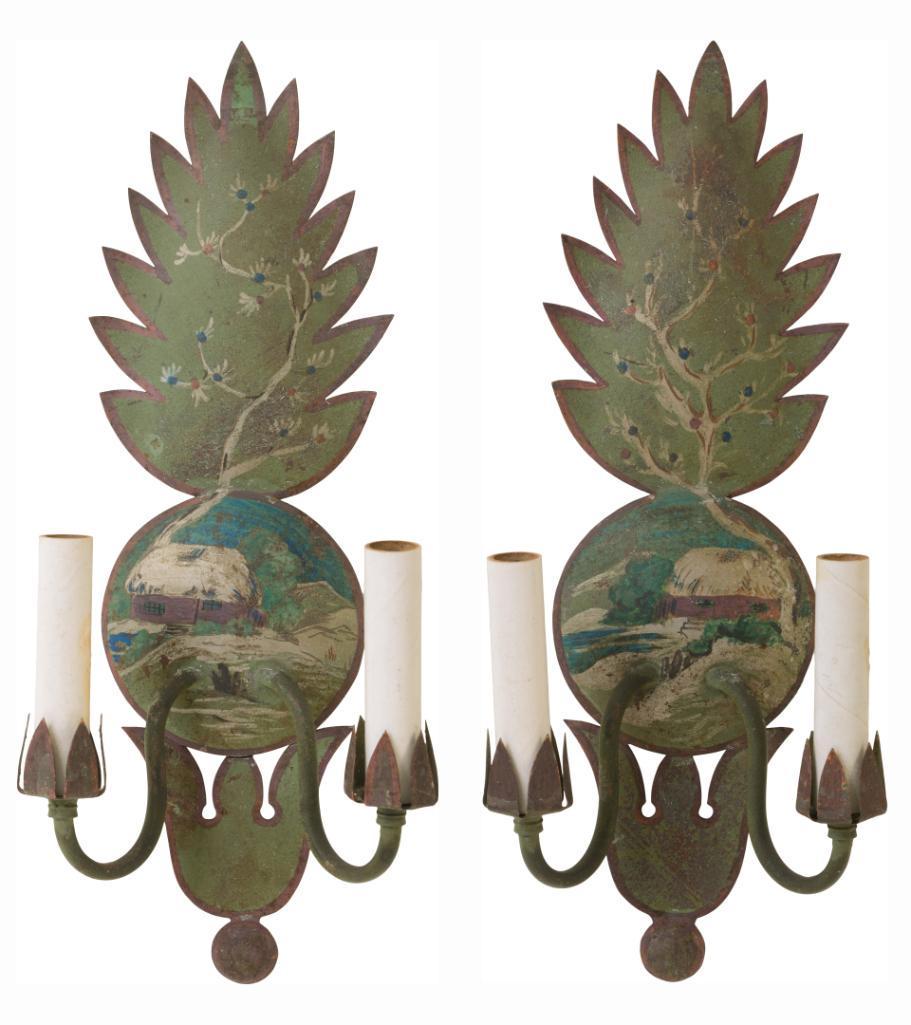 Pair of Tole Wall Sconces. (1 of 5)