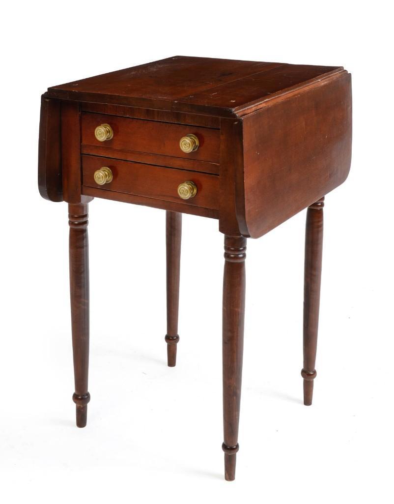 New England Sheraton Two-Drawer Work Table. (1 of 3)