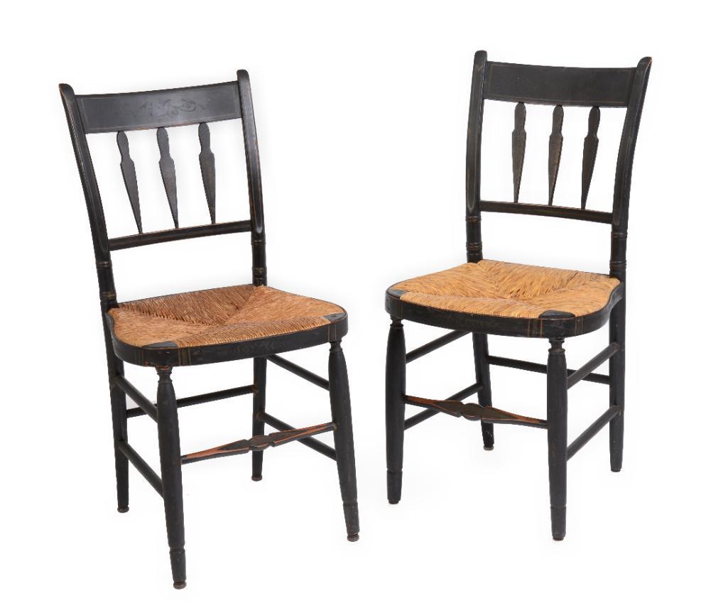 A Pair of Thumb Back Balloon Seat Side Chairs. (1 of 3)