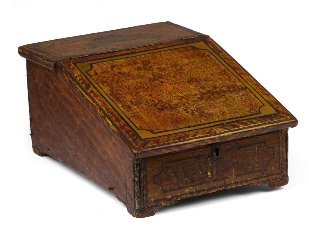 Grain Painted Slant Top Lap Desk. (1 of 5)