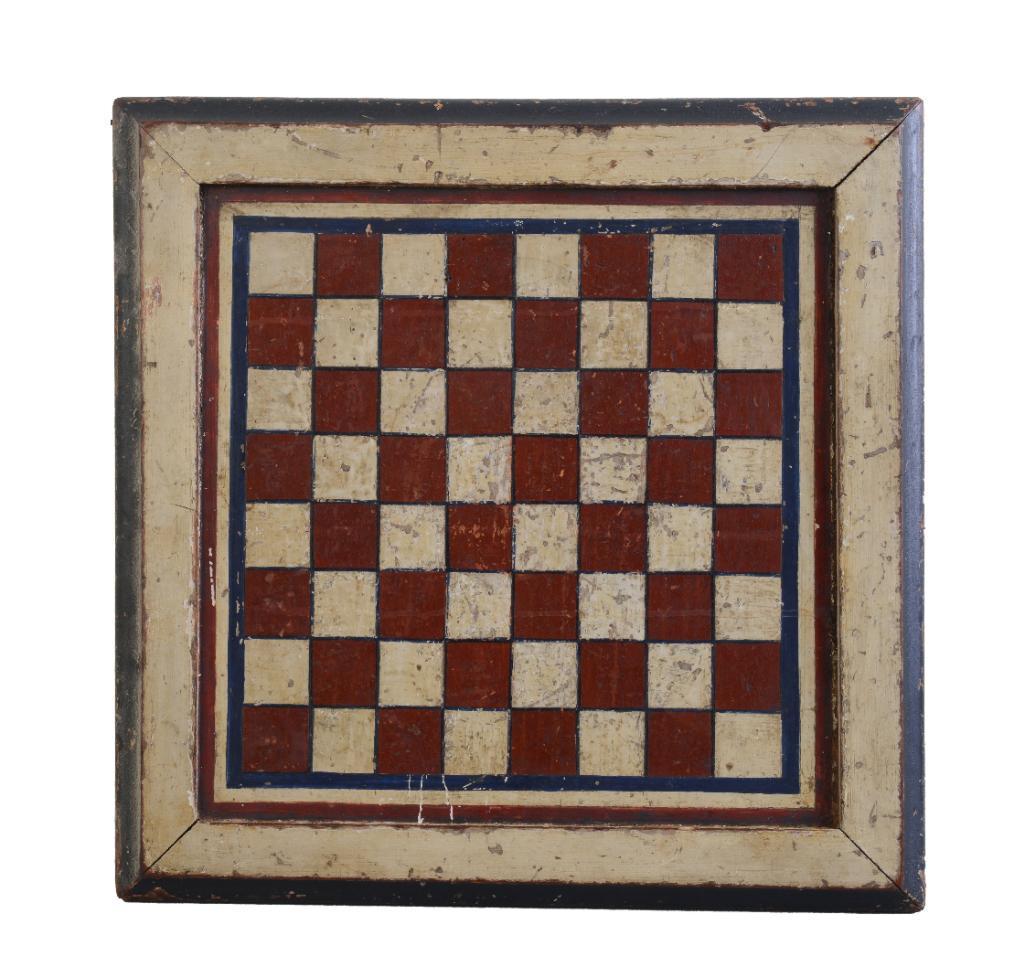 Red and White Painted Checker Board With Canted Edge. (1 of 2)