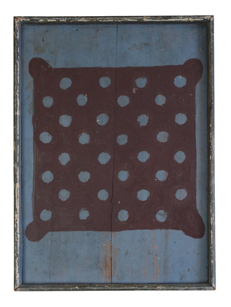 Blue and Red Game Board.: With applied molded edge, 23.5 x 17 inches.