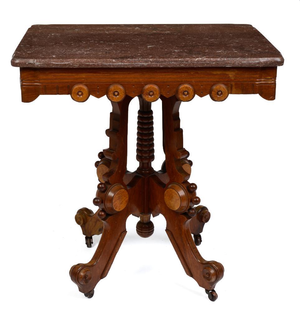 Eastlake Walnut Parlor Table. (1 of 3)