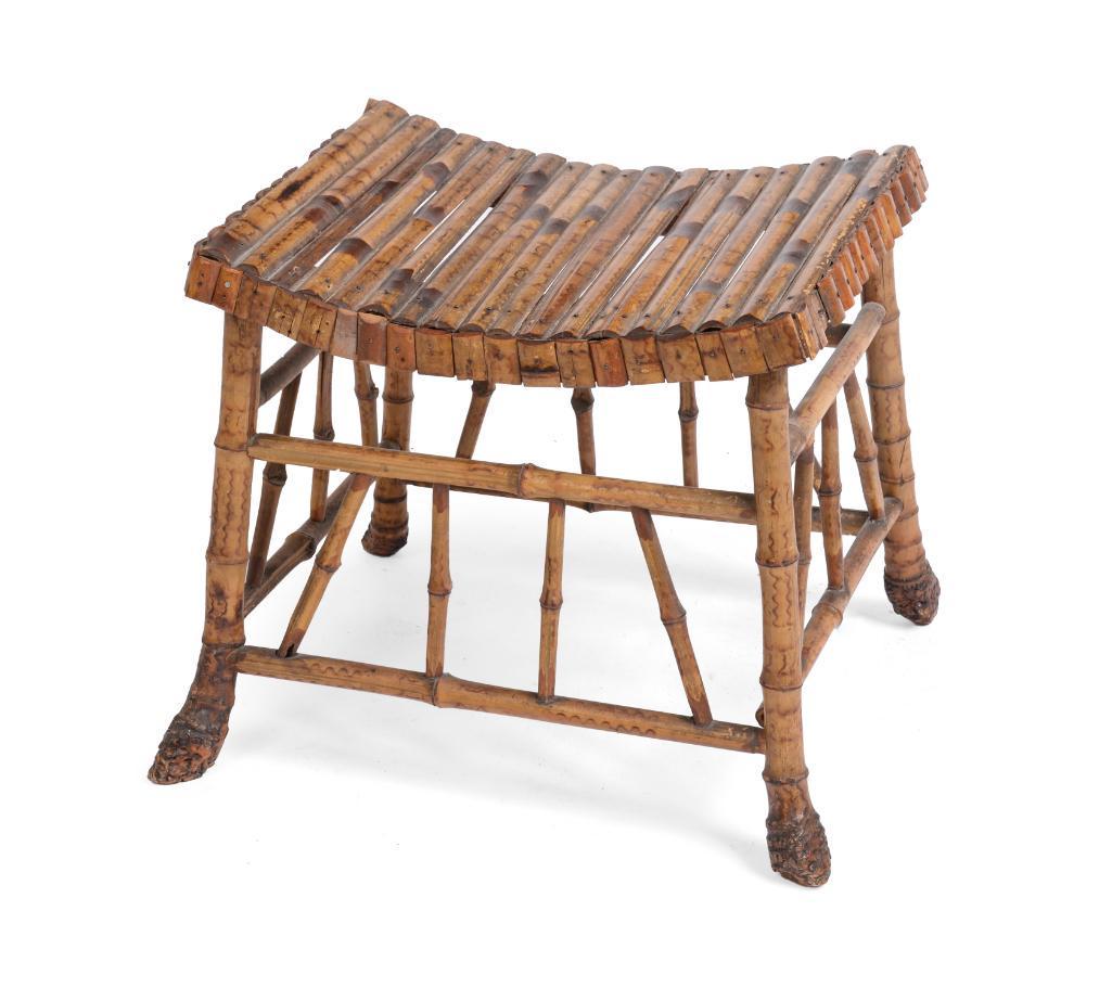 Victorian Bamboo Footstool with Root Feet. (1 of 3)