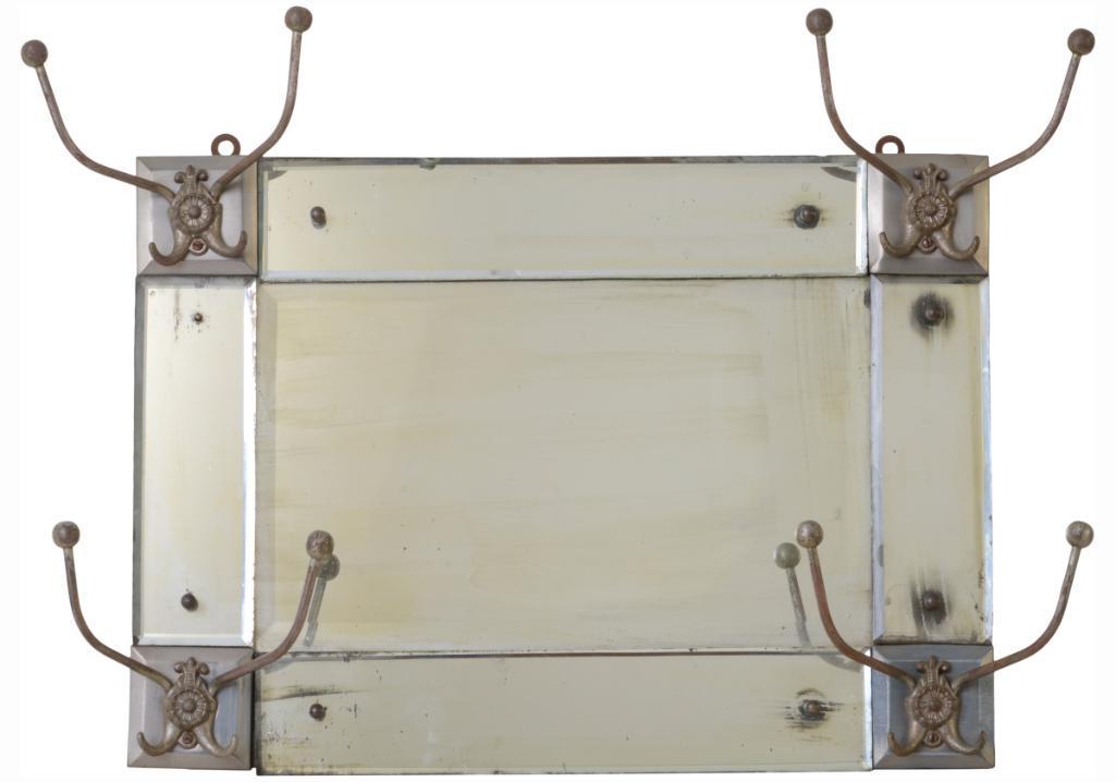 Bevelled Glass Hall Mirror with Hooks. (1 of 2)