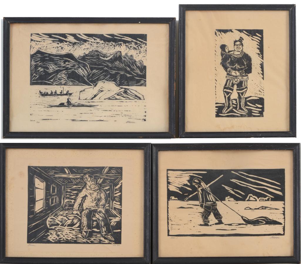 4 Inuit Woodblock Prints. (1 of 3)