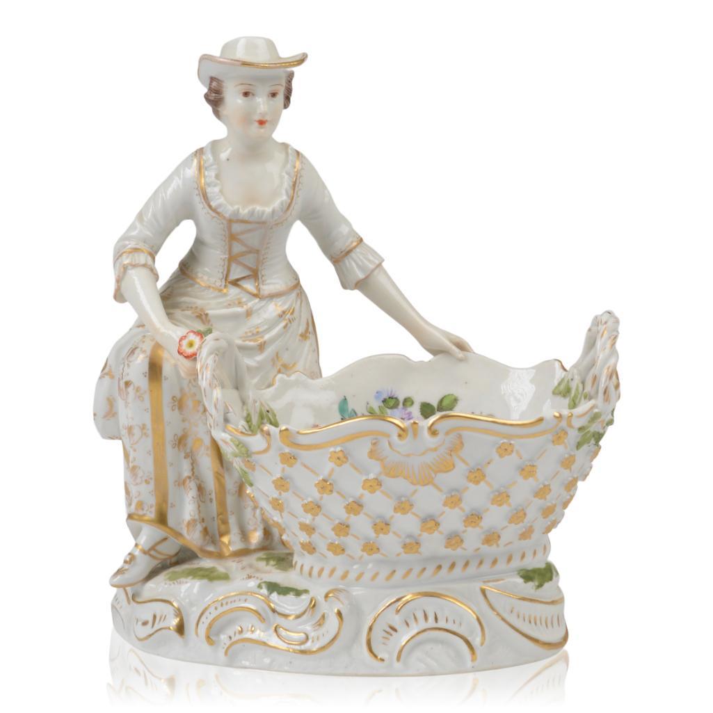 Carl Thieme Dresden Porcelain Figurine with Basket. (1 of 5)