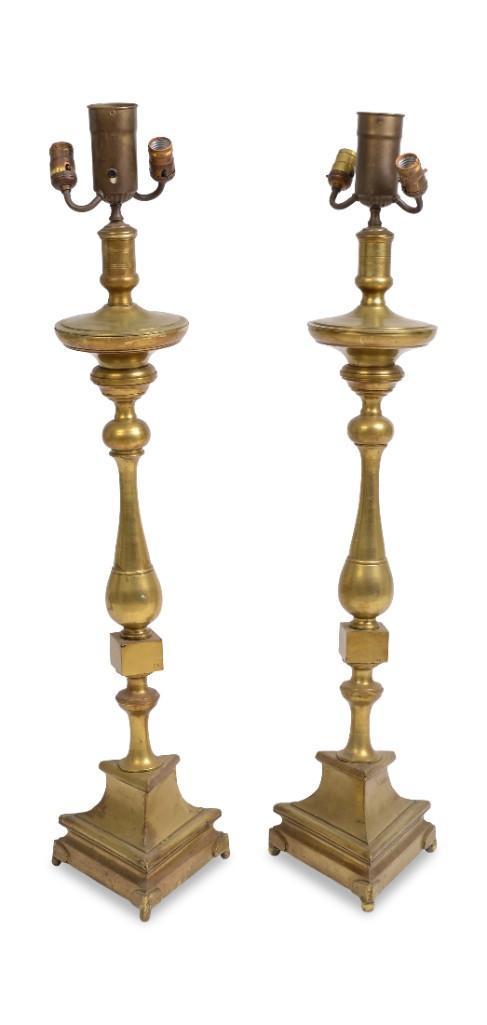 Pair of Large Brass Floor Lamps. (1 of 3)