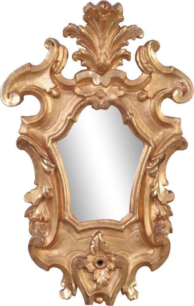 Antique Italian Carved and Gilt Wood Mirror.: Height 24 inches, width 15 inches.