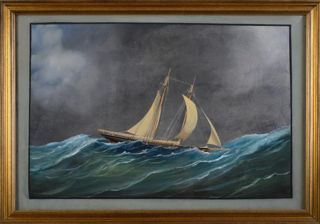 Antonio De Simone. Schooner Yacht in Gale. (1 of 3)